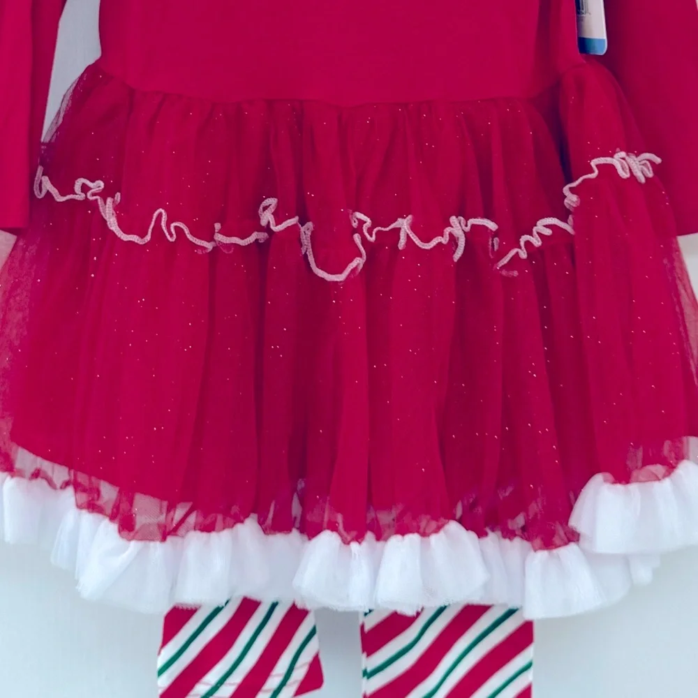 NWT Counting Daisies Holiday Tutu Set, Merry and Bright, red and white, 18 mnths